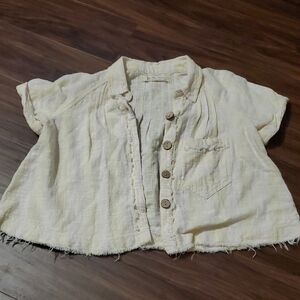 Free People Cream Button-Up Top